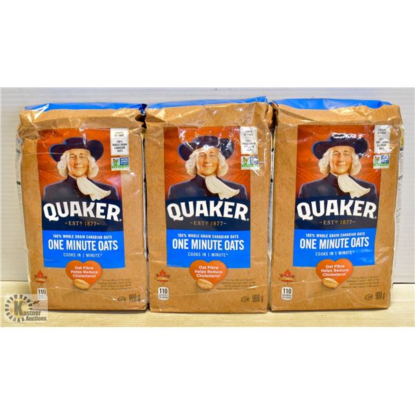 3 BAGS OF QUAKER ONE MINUTE OATS 900G BAGS