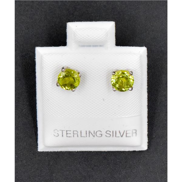 #167- NATURAL UNTREATED GREEN PERIDOT STUD EARRING