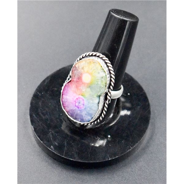 #143-NATURAL RAINBOW SOLAR QUARTZ RING SIZE 7