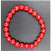 Image 1 : #114-RED CORAL BEAD  BRACELET
