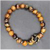 Image 1 : #110-NATURAL TIGER EYE,BLACK FROSTER CROWN BRACELE