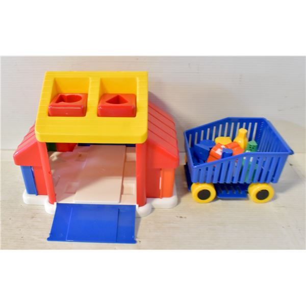 DISCOVERY TOYS SHAPE HOUSE + CART OF SHAPES, FIGUR