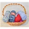 Image 1 : MULTI ROLLS OF YARN IN WICKER BASKET