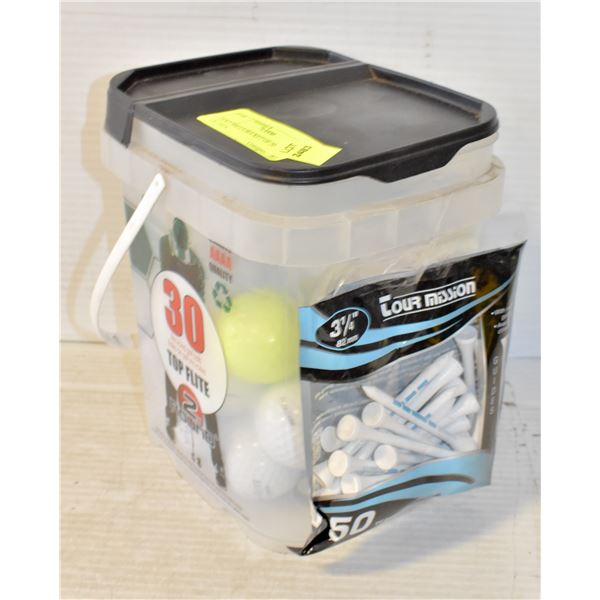 GOLF BALLS BUCKET OF 20 & BAG OF TEES