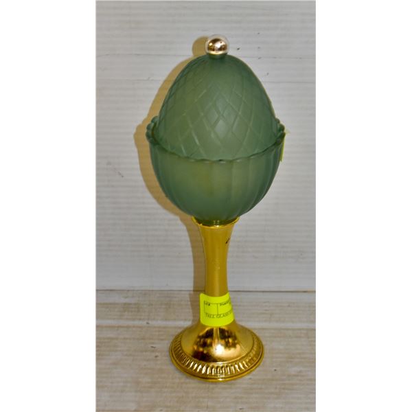 TALL GLASS EGG CANDLE HOLDER