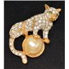 Image 1 : VINTAGE KITTY HOLDING BALL WITH RHINESTONES AND