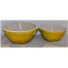 PAIR OF MUSTARD COLOUR STONEWARE MIXING BOWLS