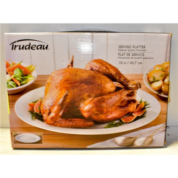 TRUDEAU TURKEY SERVING PLATTER NEW IN BOX