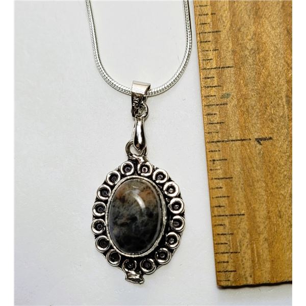 29)  OVAL SODA LITE PENDANT STAMPED 925 SILVER