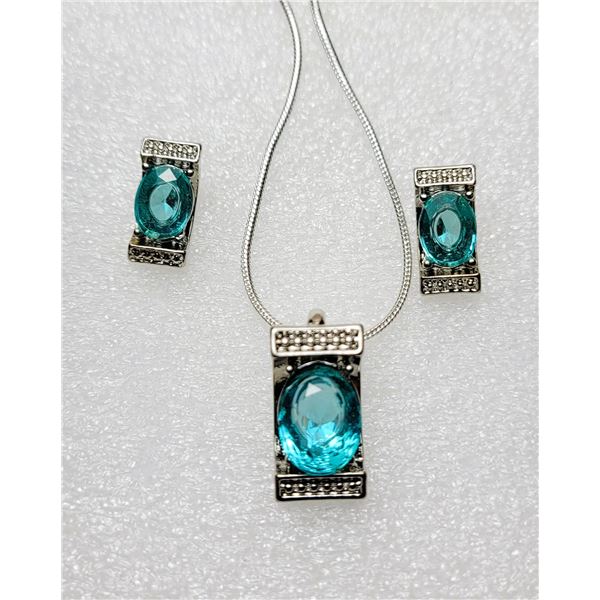 21)  SET OF LONDON BLUE TOPAZ COLORED CZ