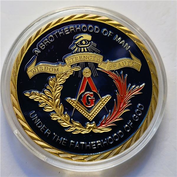 17)  MASONIC FREEMASONS ENCAPSULATED SILVER