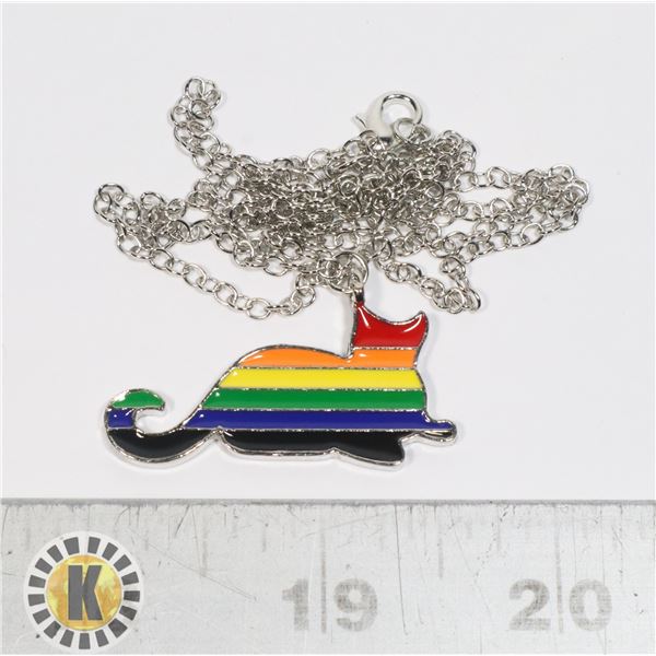 NEW RAINBOW CAT CHARM NECKLACE