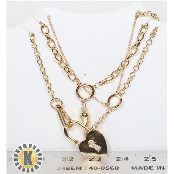 NEW 3PC GOLD TONE FASHION NECKLACE SET