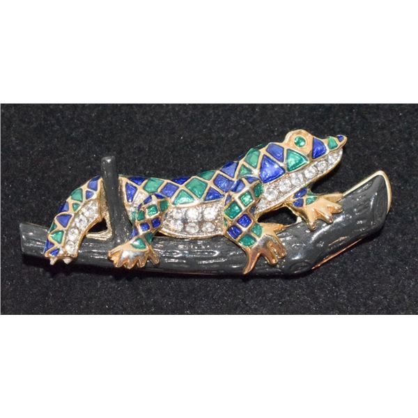 VINTAGE IGUANA ENAMEL MULTI-COLOR BROOCH