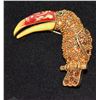 Image 1 : VINTAGE TOUCAN BROOCH WITH AMBER STONES