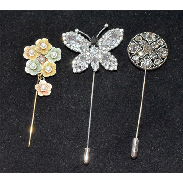 BOX OF VINTAGE STICK PIN BROOCHES