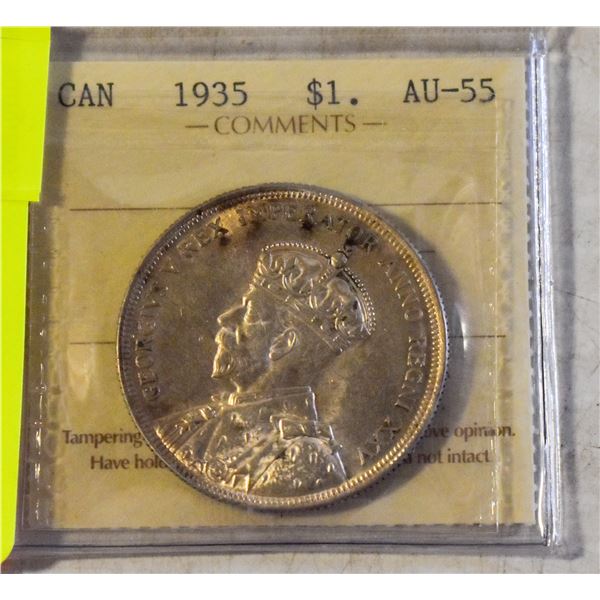 COIN CANADA 1935 DOLLAR ICCS AU55 GRADED