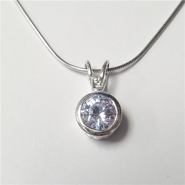 BZ957-32 SILVER CZ 18  NECKLACE