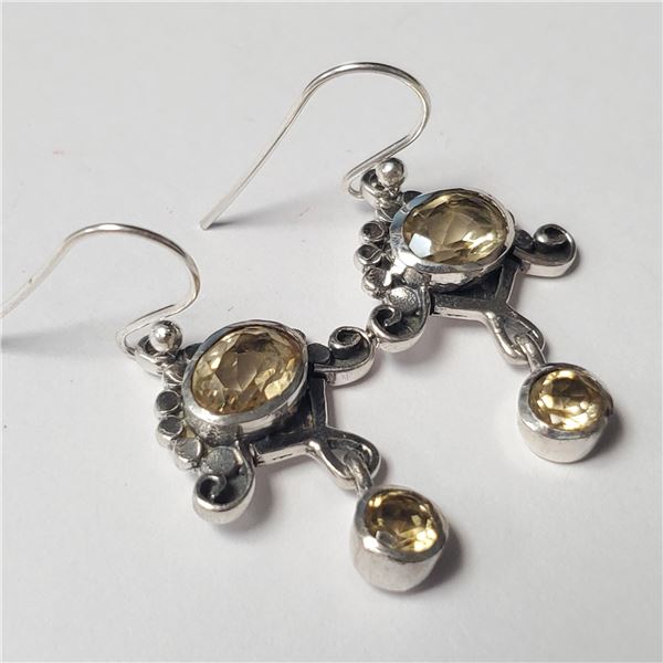 BZ957-26 SILVER CITRINE EARRINGS