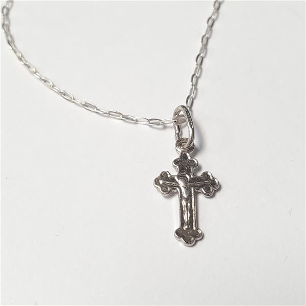 BZ957-28 SILVER CROSS 7" BRACELET