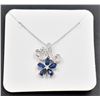 Image 1 : #70- NATURAL BLUE SAPPHIRE 3X5 & CZ PENDANT