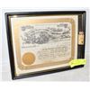 Image 1 : FRAMED GOLD MINE SHARE W/ VIAL OF GOLD FLAKES