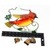 NEW METAL AND GLASS ORANGE BIRD WIND CHIME