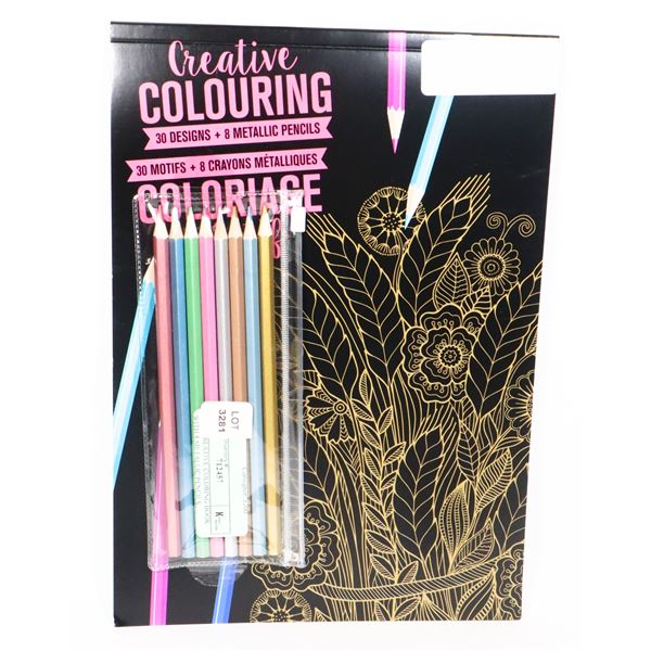 NEW CREATIVE COLORING BOOK WITH 8 METALLIC PENCILS