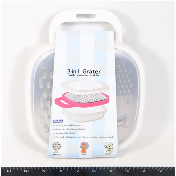 NEW 3 IN 1 GRATER WITH CONTAINER AND LID