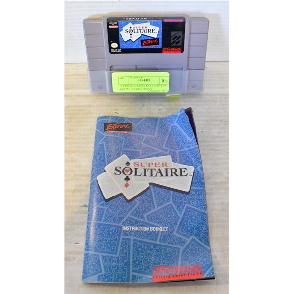 SUPER SOLITAIRE EXTREME FOR NES W/ INSTRUCTIONS