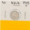 Image 2 : 1945 NEWFOUNDLAND SILVER FIVE CENT AU55