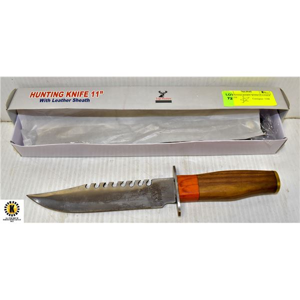 11" HUNTING KNIFE WITH LEATHER SHEATH