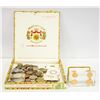 Image 1 : CIGAR BOX WITH COINS, MEDALLIONS