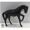 BLACK LEATHER HORSE STATUE APPROX 11" TALL