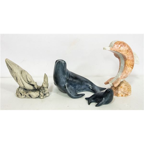 4 CARVED STONE ANIMAL FIGURINES