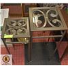 Image 1 : PAIR OF METAL & GLASS SLIM SIDE TABLE/PLANT STANDS