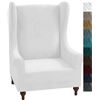 NEW STRETCH VELVET WING CHAIR COVER- WHITE