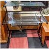 GLASS TOP DESK WITH PULL-OUT KEYBOARD TRAY