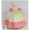 Image 1 : 10" TALL CERAMIC FIGURINE WOMEN IN PINK DRESS