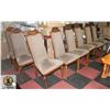 Image 1 : 8 WOODEN FRAMED CHAIRS BROWN FABRIC CUSHION