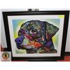 FRAMED DOG PRINT APPROX 32" X 36"