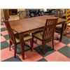 Image 1 : WOODEN DINING TABLE WITH 4 CHAIRS + LEAF INSERT