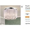 NEW FLUSH MOUNT CRYSTAL LIGHT FIXTURE WITH DRUM