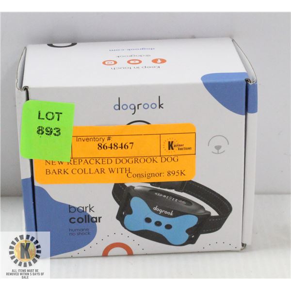 NEW REPACKED DOGROOK DOG BARK COLLAR WITH