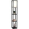 NEW PINE WOOD STANDING FLOOR LAMP WITH SHELVES