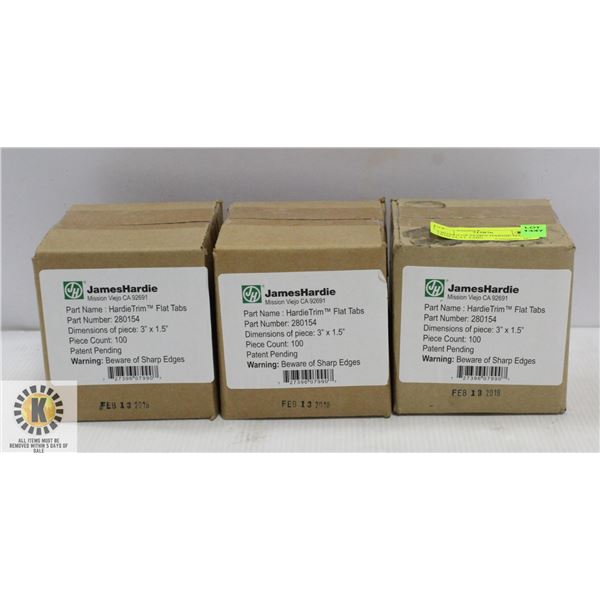 3 BOXES OF JAMES HARDIE HARDIE TRIM FLAT TABS