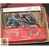 TOOL BOX, FLAT OF CRESCENT WRENCHES & VISE GRIPS