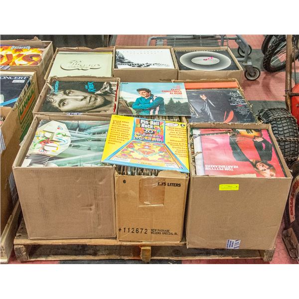 PALLET OF RECORDS CONTAINS ROCK POP COUNTRY