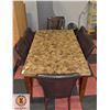 Image 1 : MARBLE TOP KITCHEN TABLE WITH 6 LEATHER CHAIRS