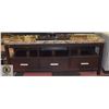 FAUX MARBLE DARK WOOD TV STAND 60" X 16" X 24"